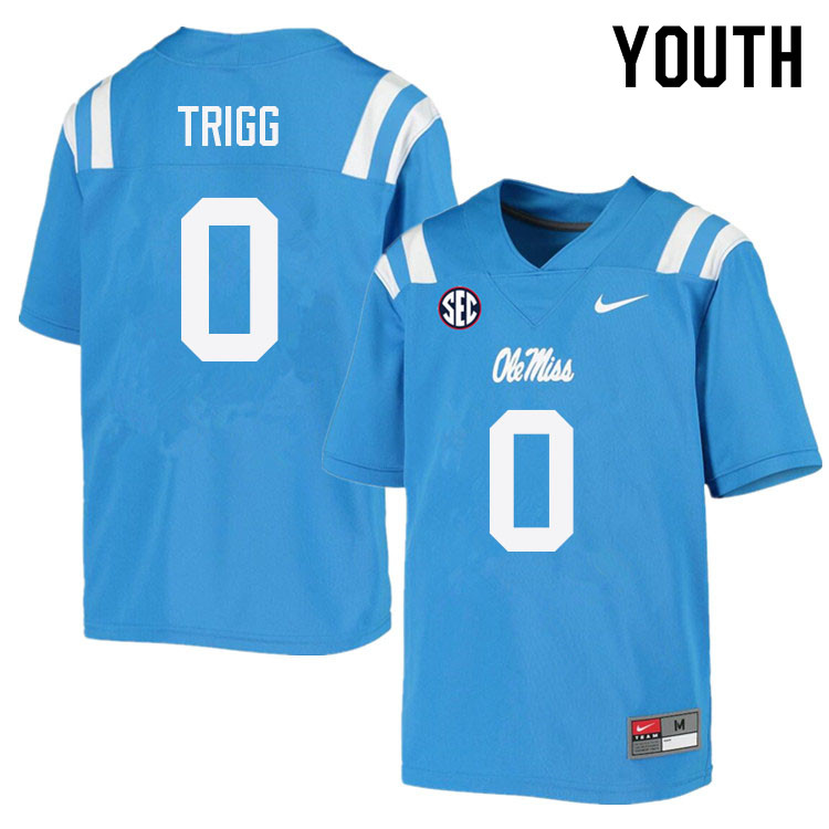 Michael Trigg Ole Miss Rebels NCAA Youth Powder Blue #0 Stitched Limited College Football Jersey UUJ1358RU